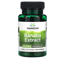 Растительные экстракты и настойки Swanson, Экстракт банабы, высокоэффективный, стандартизированный, 90 капсул