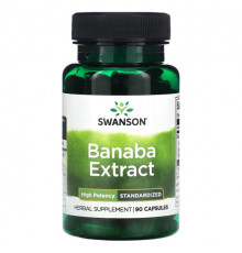 Растительные экстракты и настойки Swanson, Экстракт банабы, высокоэффективный, стандартизированный, 90 капсул