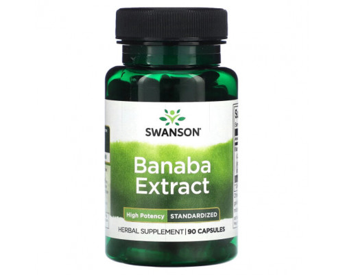 Растительные экстракты и настойки Swanson, Экстракт банабы, высокоэффективный, стандартизированный, 90 капсул Растительные экстракты и настойки Swanson, Экстракт банабы, высокоэффективный, стандартизированный, 90 капсул