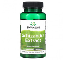 Растительные экстракты и настойки Swanson, Экстракт лимонника, стандартизированный, 500 мг, 60 капсул