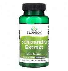 Растительные экстракты и настойки Swanson, Экстракт лимонника, стандартизированный, 500 мг, 60 капсул