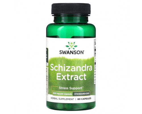Растительные экстракты и настойки Swanson, Экстракт лимонника, стандартизированный, 500 мг, 60 капсул Растительные экстракты и настойки Swanson, Экстракт лимонника, стандартизированный, 500 мг, 60 капсул
