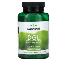 Для пищеварительной системы Swanson, DGL, 385 мг, 180 жевательных таблеток