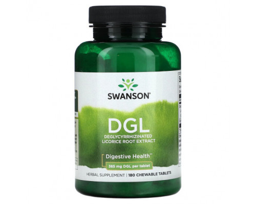 Для пищеварительной системы Swanson, DGL, 385 мг, 180 жевательных таблеток Для пищеварительной системы Swanson, DGL, 385 мг, 180 жевательных таблеток