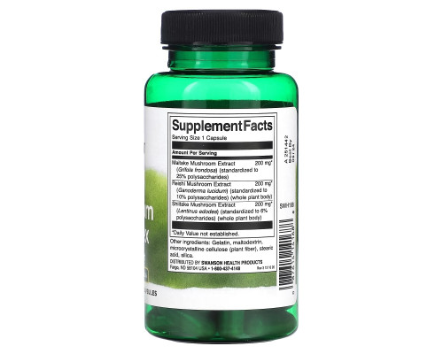 Swanson, Triple Mushroom Complex, 60 Capsules