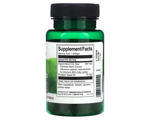 Swanson, Saw Palmetto, Maximum Strength, 60 Softgels Swanson, Saw Palmetto, Maximum Strength, 60 Softgels