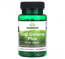 Женьшень Swanson, Dual Ginseng Plus, 60 капсул