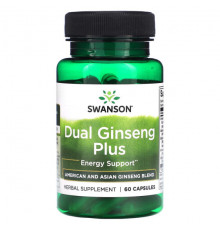 Женьшень Swanson, Dual Ginseng Plus, 60 капсул