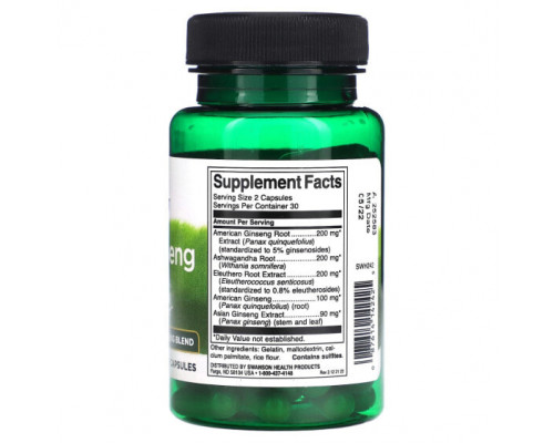 Женьшень Swanson, Dual Ginseng Plus, 60 капсул Женьшень Swanson, Dual Ginseng Plus, 60 капсул