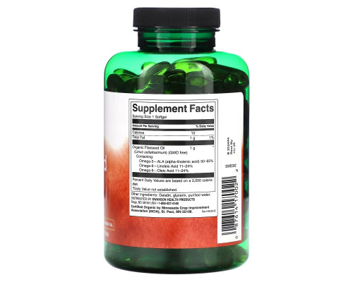 Swanson, Flaxseed Oil, 1 g, 200 Softgels Swanson, Flaxseed Oil, 1 g, 200 Softgels