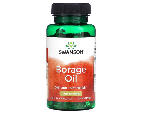 Swanson, Borage Oil, 1 g, 60 Softgels Swanson, Borage Oil, 1 g, 60 Softgels