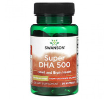 Рыбий жир и Омега 3, 6, 9 Swanson, Super DHA 500, 500 мг, 30 мягких таблеток