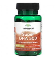 Рыбий жир и Омега 3, 6, 9 Swanson, Super DHA 500, 500 мг, 30 мягких таблеток