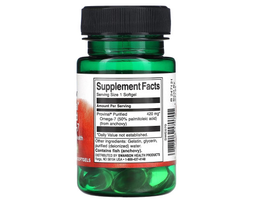 Swanson, Provinal Purified Omega-7, 420 mg, 30 Softgels Swanson, Provinal Purified Omega-7, 420 mg, 30 Softgels