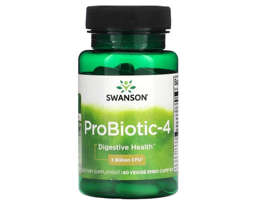 Swanson, ProBiotic-4, 3 Billion CFU, 60 Veggie Embo Caps AP Swanson, ProBiotic-4, 3 Billion CFU, 60 Veggie Embo Caps AP