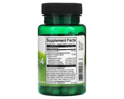 Swanson, ProBiotic-4, 3 Billion CFU, 60 Veggie Embo Caps AP Swanson, ProBiotic-4, 3 Billion CFU, 60 Veggie Embo Caps AP