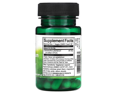 Swanson, L. Plantarum Probiotic, 10 Billion CFU, 30 Veggie EMBO Caps AP Swanson, L. Plantarum Probiotic, 10 Billion CFU, 30 Veggie EMBO Caps AP