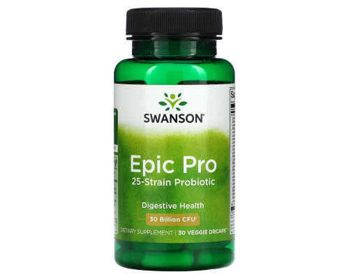 Swanson, Epic Pro 25-Strain Probiotic, Digestive, 30 Billion CFU, 30 Veggie DrCaps Swanson, Epic Pro 25-Strain Probiotic, Digestive, 30 Billion CFU, 30 Veggie DrCaps