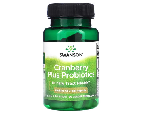 Swanson, Cranberry Plus Probiotics, 5 Billion CFU, 60 Veggie Embo Caps