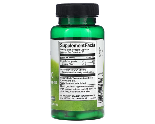 Swanson, Prebiotic For Friendly Flora Support, 375 mg, 60 Veggie Capsules Swanson, Prebiotic For Friendly Flora Support, 375 mg, 60 Veggie Capsules