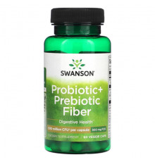 Клетчатка Swanson, Пробиотик + пребиотическая клетчатка, 500 млн КОЕ, 60 растительных капсул
