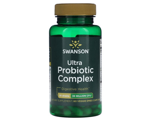 Swanson, Ultra Probiotic Complex, 30 Billion CFU, 60 Veggie Embo Caps AP Swanson, Ultra Probiotic Complex, 30 Billion CFU, 60 Veggie Embo Caps AP