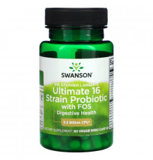 Swanson, Ultimate 16 Strain Probiotic With FOS, 3.2 Billion CFU, 60 Veggie EMBO Caps AP