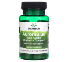 Антиоксиданты Swanson, AuroraBlue, дикая голубика с Аляски, 200 мг, 30 вегетарианских капсул
