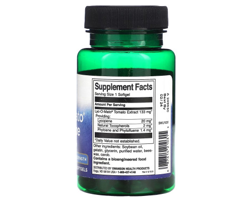 Swanson, Lyco-O-Mato, Lycopene, Double Strength, 20 mg, 60 Softgels Swanson, Lyco-O-Mato, Lycopene, Double Strength, 20 mg, 60 Softgels
