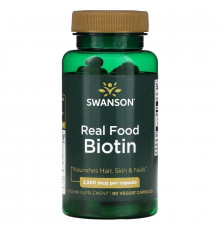 Swanson, Real Food Biotin, 2,500 mcg, 90 Veggie Capsules