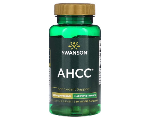 Swanson, AHCC, максимальная эффективность, 500 мг, 60 растительных капсул Swanson, AHCC, максимальная эффективность, 500 мг, 60 растительных капсул