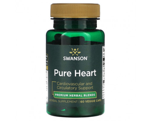 Для сердца и сосудов Swanson, Pure Heart, 60 растительных капсул Для сердца и сосудов Swanson, Pure Heart, 60 растительных капсул