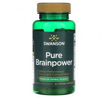 Улучшение памяти и работы мозга Swanson, Pure Brainpower, 60 растительных капсул