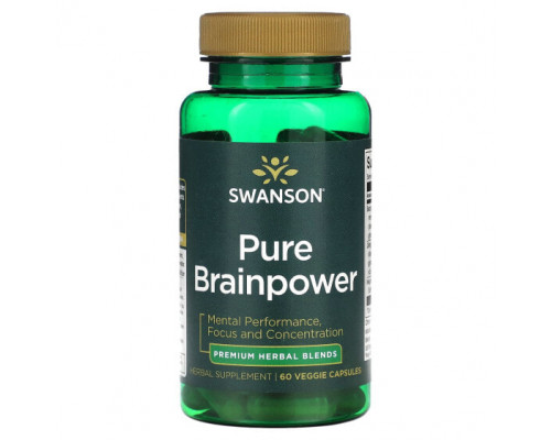 Улучшение памяти и работы мозга Swanson, Pure Brainpower, 60 растительных капсул Улучшение памяти и работы мозга Swanson, Pure Brainpower, 60 растительных капсул