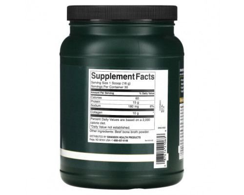 Для мышц и суставов Swanson, Real Food Bone Broth Collagen, 480 г (1,05 фунта) Для мышц и суставов Swanson, Real Food Bone Broth Collagen, 480 г (1,05 фунта)