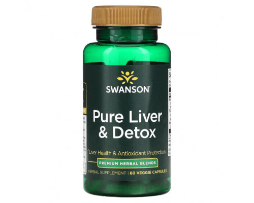 Для здоровья печени Swanson, Pure Liver & Detox, 60 растительных капсул Для здоровья печени Swanson, Pure Liver & Detox, 60 растительных капсул