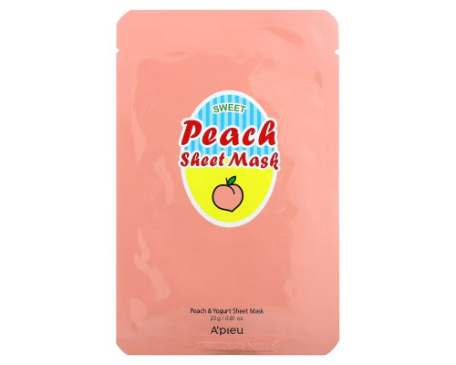 A'Pieu, Sweet Peach Beauty Sheet Mask, Peach and Yogurt, 1 Sheet, 0.81 oz (23 g) A'Pieu, Sweet Peach Beauty Sheet Mask, Peach and Yogurt, 1 Sheet, 0.81 oz (23 g)
