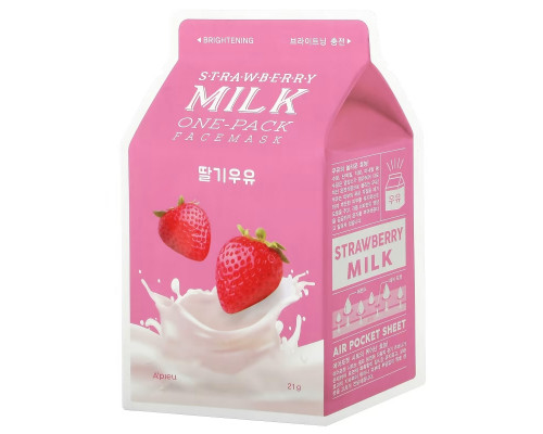 A'Pieu, Strawberry Milk One-Pack Beauty Face Mask, Brightening, 1 Sheet, 21 g A'Pieu, Strawberry Milk One-Pack Beauty Face Mask, Brightening, 1 Sheet, 21 g