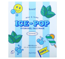 Koelf, Ice-Pop Hydrogel Beauty Face Mask, Mint & Soda, 5 Sheets, 30 g Each
