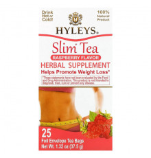 Травяные сборы и чаи Hyleys Tea, Slim Tea, Малиновый вкус, 25 чайных пакетиков в фольгированных пакетиках, 1,32 унции (37,5 г)