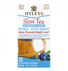 Травяные сборы и чаи Hyleys Tea, Slim Tea, Со вкусом черники, 25 чайных пакетиков в фольгированных пакетиках, 1,32 унции (37,5 г)