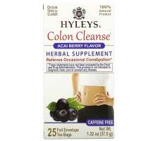 Hyleys Tea, Colon Cleanse, Acai Berry, Caffeine Free, 25 Foil Envelop Tea Bags, 0.05 oz (1.5 g) Each