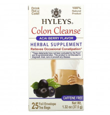 Hyleys Tea, Colon Cleanse, Acai Berry, Caffeine Free, 25 Foil Envelop Tea Bags, 0.05 oz (1.5 g) Each