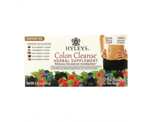 Слабительные, диуретики и средства для очищения организма Hyleys Tea, Colon Cleanse, ассорти из коллекций чая, без кофеина, 42 чайных пакетика в фольгированных пакетиках, по 1,5 г (0,05 унции)
