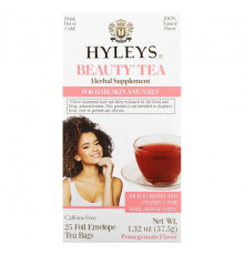 Травяные сборы и чаи Hyleys Tea, Beauty Tea, гранат, без кофеина, 25 чайных пакетиков в фольгированных пакетиках по 1,5 г (0,05 унции)