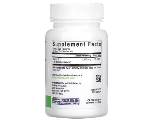 Seeking Health, Adeno B12, 3,000 mcg, 60 Lozenge Seeking Health, Adeno B12, 3,000 mcg, 60 Lozenge