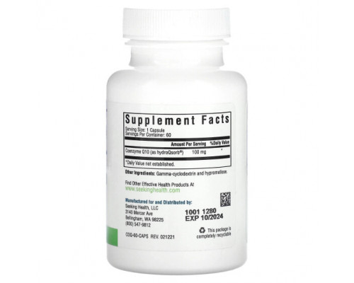 Коэнзим Q10 Seeking Health, Optimal CoQ10, 100 мг, 60 вегетарианских капсул Коэнзим Q10 Seeking Health, Optimal CoQ10, 100 мг, 60 вегетарианских капсул