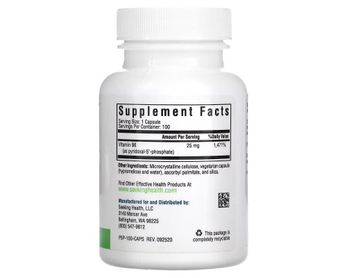 Seeking Health, P-5-P, 25 mg, 100 Vegetarian Capsules Seeking Health, P-5-P, 25 mg, 100 Vegetarian Capsules
