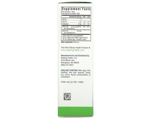 Seeking Health, Vitamin D3 + K2 Drops, 1 fl oz (30 ml) Seeking Health, Vitamin D3 + K2 Drops, 1 fl oz (30 ml)