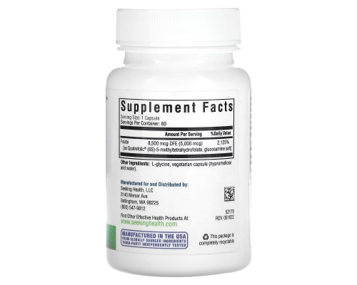 Seeking Health, L-5-MTHF, L-Methylfolate, 8,500 mcg DFE, 60 Vegetarian Capsules Seeking Health, L-5-MTHF, L-Methylfolate, 8,500 mcg DFE, 60 Vegetarian Capsules